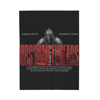 Obsidian Threads Velveteen Plush Blanket - Cozy Armor-Inspired Throw for Warriors