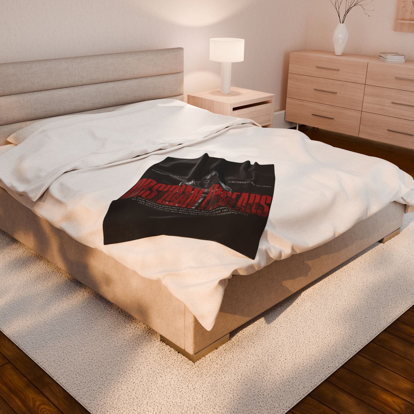 Obsidian Threads Velveteen Plush Blanket - Cozy Armor-Inspired Throw for Warriors