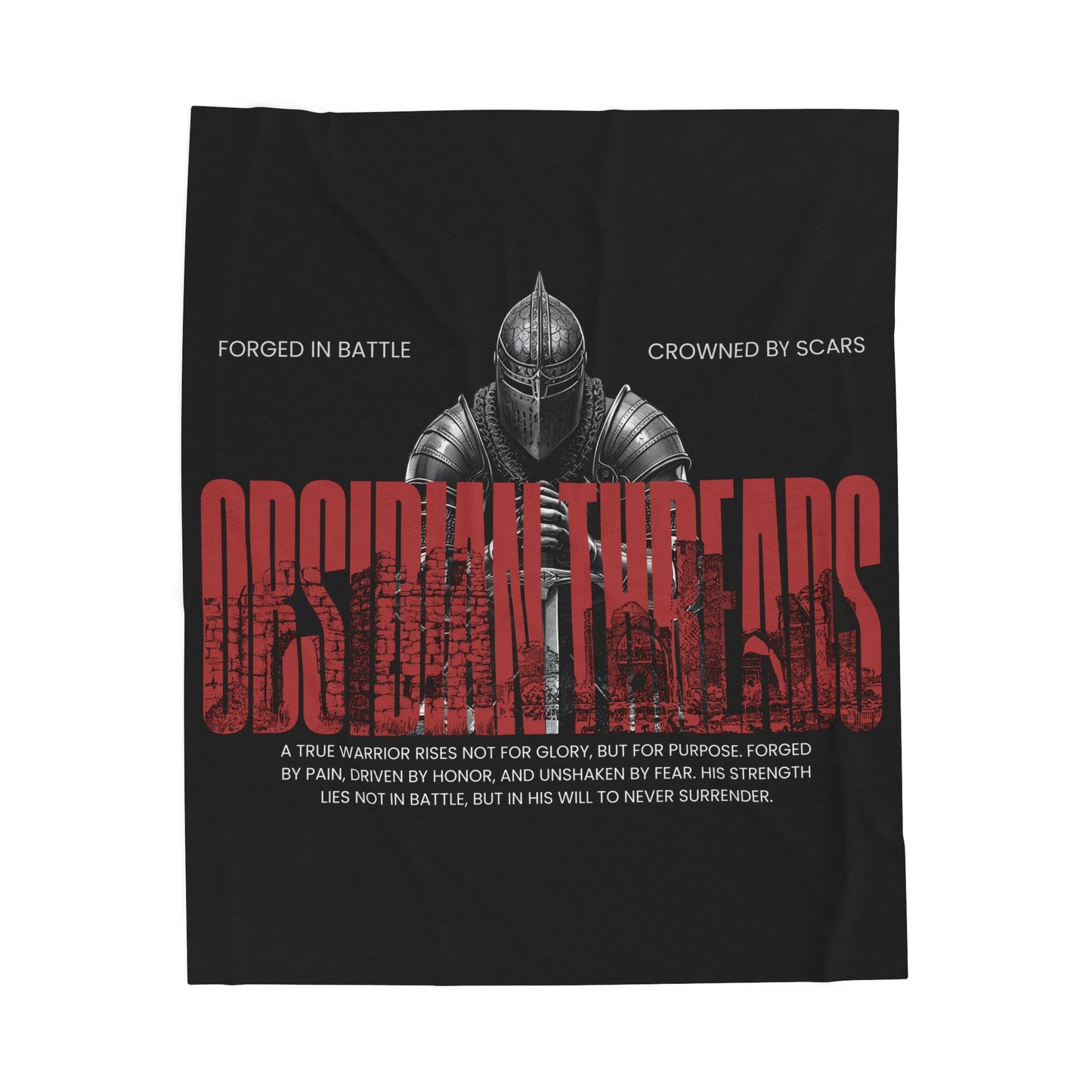 Obsidian Threads Velveteen Plush Blanket - Cozy Armor-Inspired Throw for Warriors