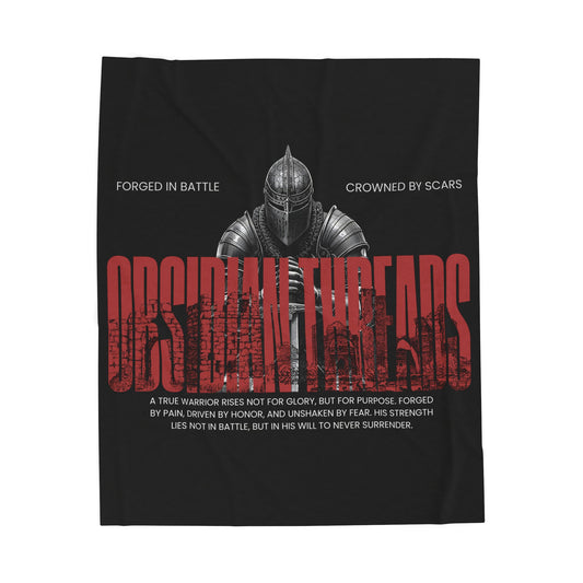 Obsidian Threads Velveteen Plush Blanket - Cozy Armor-Inspired Throw for Warriors